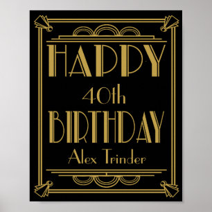 ART Déco Joyeux anniversaire Imprimer Roaring 20's