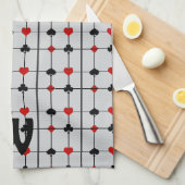 Art Deco Kaart spelen Suits v2 Monogramed Theedoek (Quarter Fold)