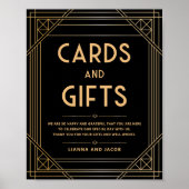 Art Deco Kaarten en geschenken Zwart Goud Trouwbor Poster (Voorkant)