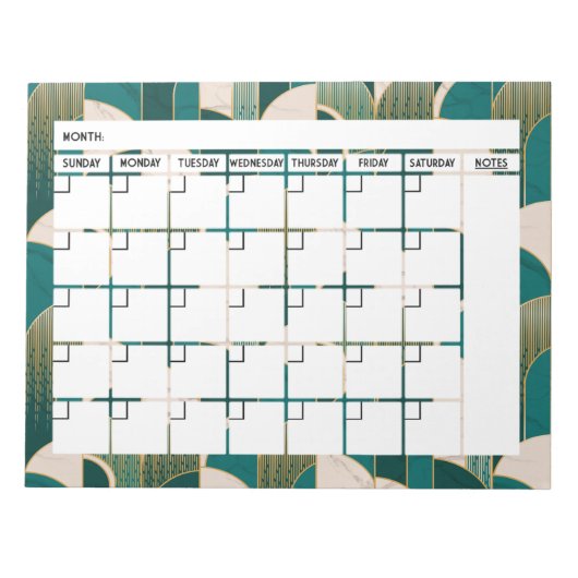 Art Deco Kalender Notitieblok (Voorkant)