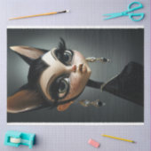 Art Deco Kat Zwart Lange Wimpers Decoupage Tissuepapier (Craft)