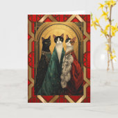 Art Deco-katten in de opera Kaart (Gele Bloem)