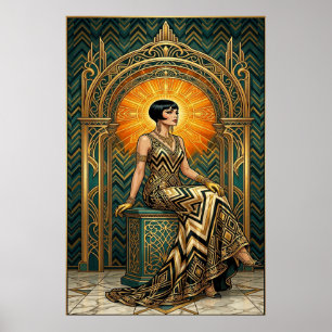 Art Deco Kersenbloesem Boom Troon Goud Poster