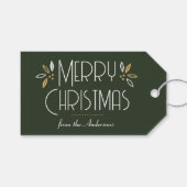 Art Deco Kerst Elegante Typografie Donkergroen Cadeaulabel (Voorkant (Horizontaal))