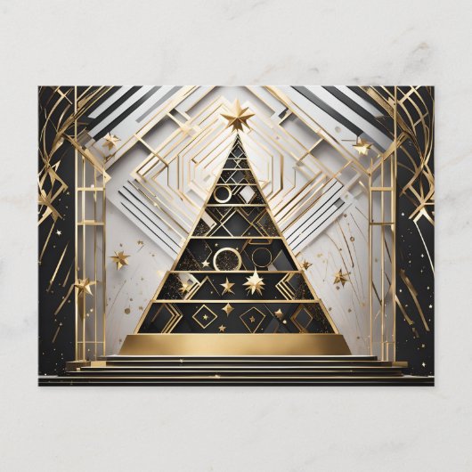 Art Deco Kerstboom briefkaart (Voorkant)