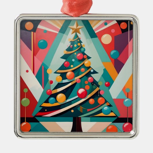 Art Deco kerstboom met Ornamenten en bubbels (Voorkant)