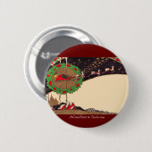 Art Deco-kerstkerstkerstButton Ronde Button 5,7 Cm (Voorkant /achterkant)