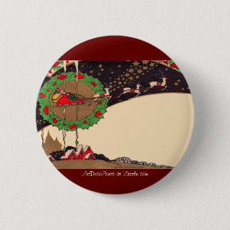 Art Deco-kerstkerstkerstButton Ronde Button 5,7 Cm