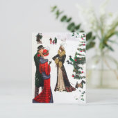Art deco Kerstmensen Vakantie  briefkaart (Staand voorkant)