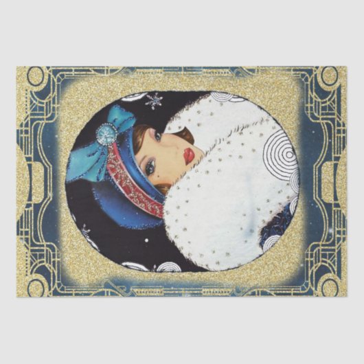 Art Deco-kerstvrouw-ontkoppeling Tissuepapier (Voorkant)