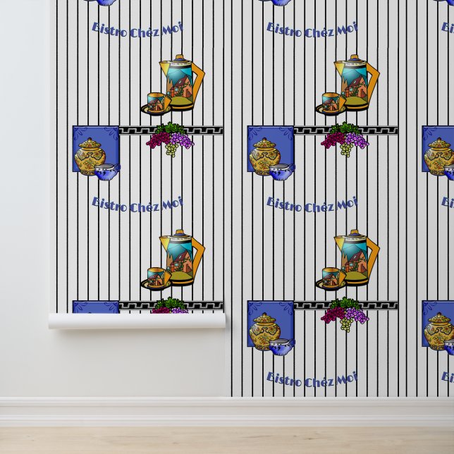 Art Deco Keukenbistro Gepersonaliseerd Behang (Applicatie)