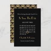 Art Deco Klasse Zwart Gouden Bruiloft Save The Date (Voorkant / Achterkant)