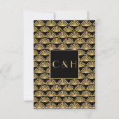 Art Deco Klasse Zwarte Gouden Bruiloft Save The Date (Achterkant)