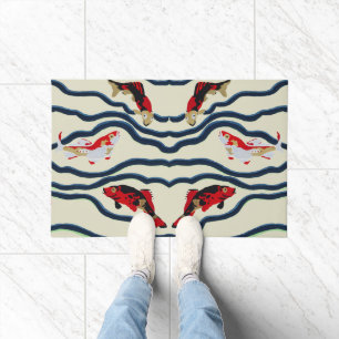 Art Deco Kleurrijke Karper Zwemmend Marine Decorat Deurmat