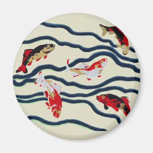 Art Deco Kleurrijke Karper Zwemmend Marine Decorat Magneet