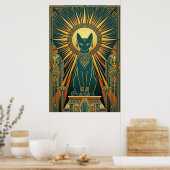 Art Deco Klimmende Zwarte Kat Muurkunst Poster (Keuken)