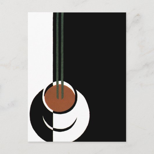  Art Deco, Koffiebeker met stoom Briefkaart (Voorkant)