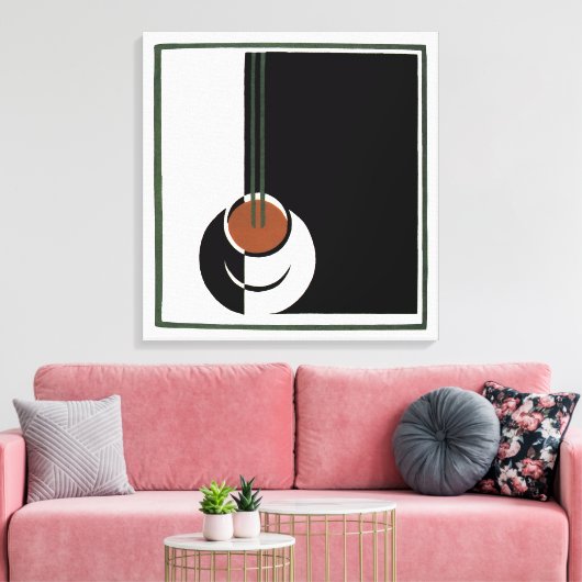 Art Deco, Koffiebeker met stoom Canvas Afdruk (Insitu (Woonkamer))