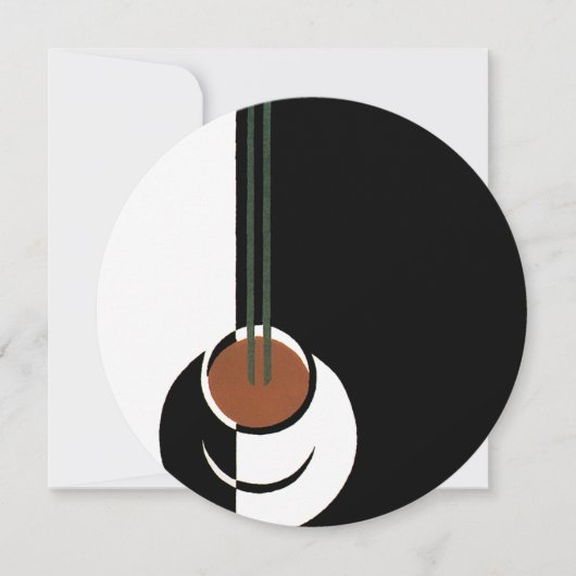 Art Deco, Koffiebeker met stoom Kaart (Voorkant)