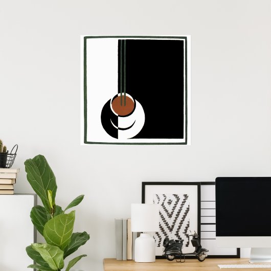 Art Deco, Koffiebeker met stoom Poster (Thuiskantoor)