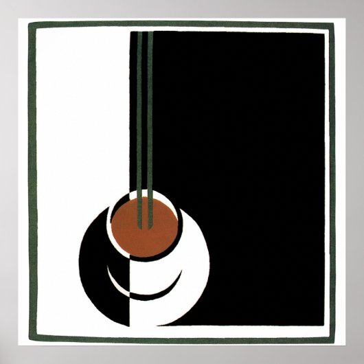Art Deco, Koffiebeker met stoom Poster (Voorkant)
