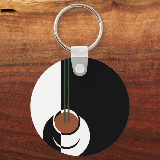  Art Deco, Koffiebeker met stoom Sleutelhanger (Achterkant)