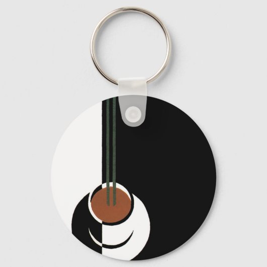  Art Deco, Koffiebeker met stoom Sleutelhanger (Achterkant)