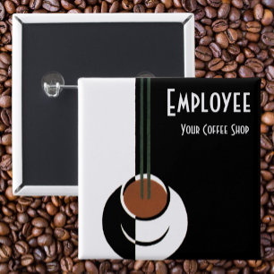  Art Deco, Koffiebeker met stoom Vierkante Button 5,1 Cm