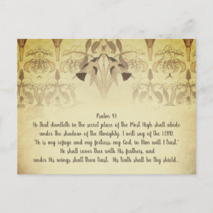 Art Deco Kolibrie Hij is mijn Toevlucht Psalm 91 Briefkaart