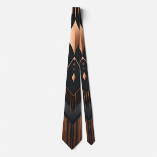 Art Deco koper & zilver geometrisch ontwerp Stropdas