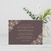 Art Deco | Koperbruin Roos goudbruin huwelijk Kaart (Staand voorkant)