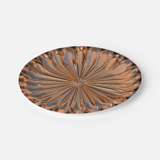 Art deco koperen bloem medaillon papieren bord (Gekanteld)