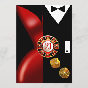 Art Deco Koppel 21e Verjaardagsfeest rood zwart Kaart