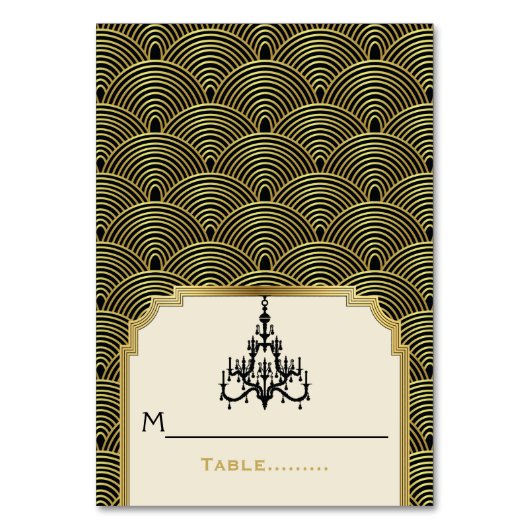 Art Deco kroonluchter seigaiha trouwplaats kaart (Voorkant)