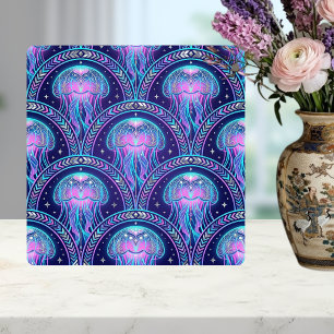 Art Deco Kwallen Paars Roze Turkoois Geometrisch Tegeltje