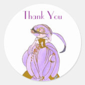 ART DECO LADY CLASSIC ROUND STICKER (Voorkant)