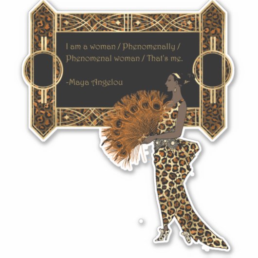 Art Deco Lady Empowerment Quote Sticker (Voorkant)