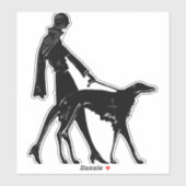 Art Deco Lady en Borzoi Die Cut Vinyl Sticker (Vel)