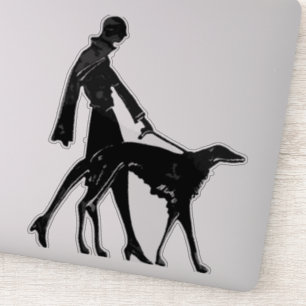 Art Deco Lady en Borzoi Die Cut Vinyl Sticker