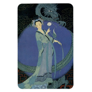  Art Deco Lady en Drakenmagneet Magneet