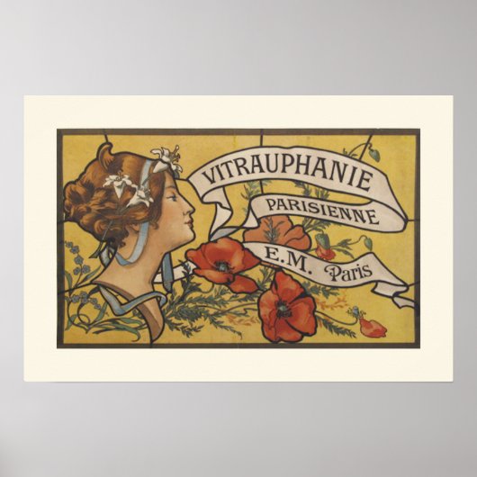 Art Deco Lady en Flowers Poster (Voorkant)