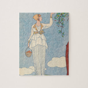 Art Deco Lady - Het oogsten van fruit. Legpuzzel