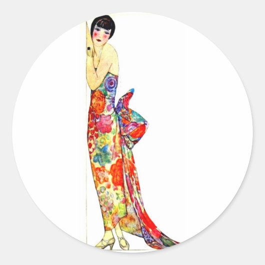 Art Deco Lady in de officiële stad Ronde Sticker (Voorkant)