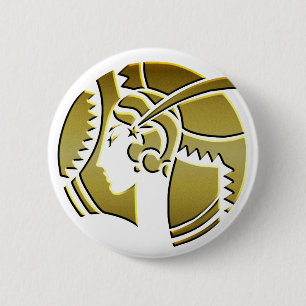 Art Deco Lady in Gold Ronde Button 5,7 Cm