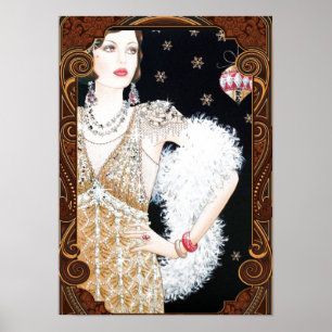 Art Deco Lady in Window Poster