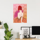 Art Deco Lady met Damask - BIANCA: Melon Melange Poster (Thuiskantoor)