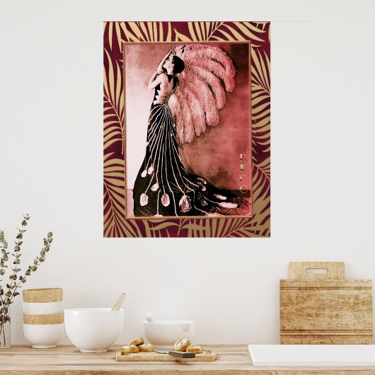 Art Deco Lady met Fan Poster (Keuken)