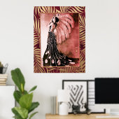 Art Deco Lady met Fan Poster (Thuiskantoor)