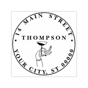 Art Deco Lady’s Hand met Champagne Glass adres Zelfinktende Stempel