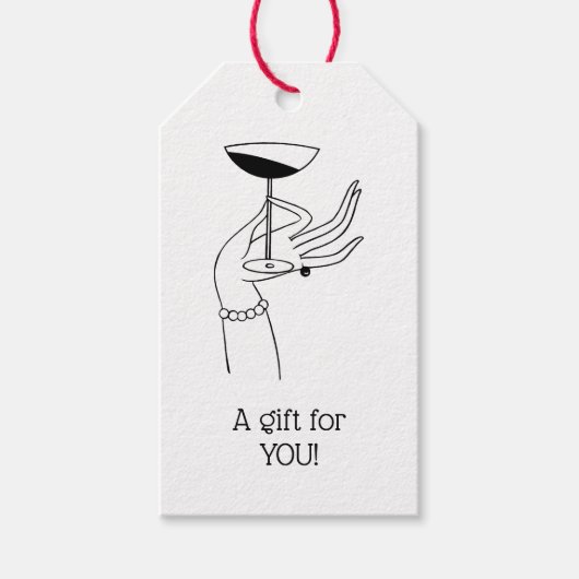 Art Deco Lady's Hand Holding Champagne Glass Cadeaulabel (Voorkant)